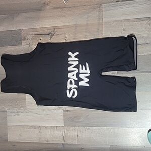Asics Solid Black Singlet Wrestling Jumpsuit Romper 'Spank Me'